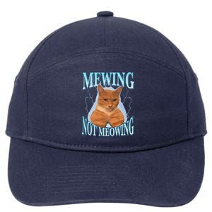 Funny Cat Meme Mewing Looksmax Meowing Cat Trend 7-Panel Snapback Hat