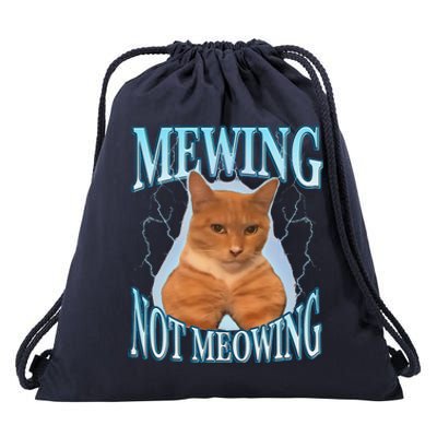 Funny Cat Meme Mewing Looksmax Meowing Cat Trend Drawstring Bag