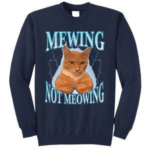 Funny Cat Meme Mewing Looksmax Meowing Cat Trend Tall Sweatshirt