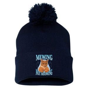 Funny Cat Meme Mewing Looksmax Meowing Cat Trend Pom Pom 12in Knit Beanie