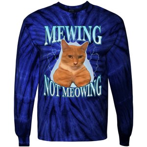 Funny Cat Meme Mewing Looksmax Meowing Cat Trend Tie-Dye Long Sleeve Shirt