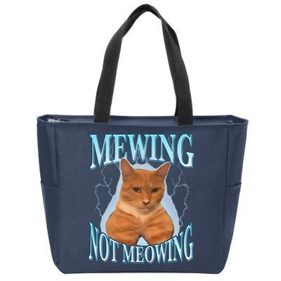 Funny Cat Meme Mewing Looksmax Meowing Cat Trend Zip Tote Bag