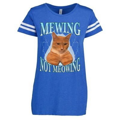 Funny Cat Meme Mewing Looksmax Meowing Cat Trend Enza Ladies Jersey Football T-Shirt