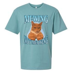 Funny Cat Meme Mewing Looksmax Meowing Cat Trend Sueded Cloud Jersey T-Shirt