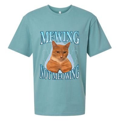 Funny Cat Meme Mewing Looksmax Meowing Cat Trend Sueded Cloud Jersey T-Shirt