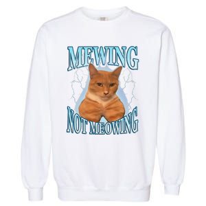 Funny Cat Meme Mewing Looksmax Meowing Cat Trend Garment-Dyed Sweatshirt