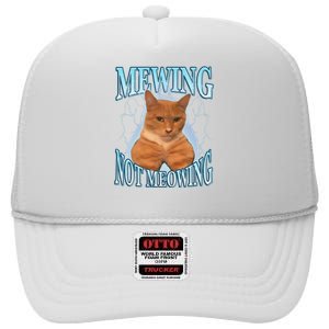 Funny Cat Meme Mewing Looksmax Meowing Cat Trend High Crown Mesh Back Trucker Hat