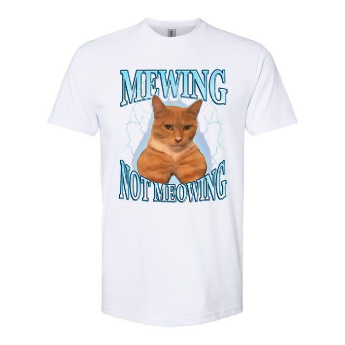 Funny Cat Meme Mewing Looksmax Meowing Cat Trend Softstyle CVC T-Shirt