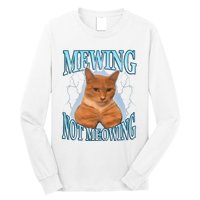 Funny Cat Meme Mewing Looksmax Meowing Cat Trend Long Sleeve Shirt