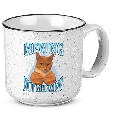 Funny Cat Meme Mewing Looksmax Meowing Cat Trend 15oz Campfire Ceramic Mug