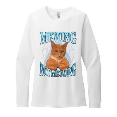 Funny Cat Meme Mewing Looksmax Meowing Cat Trend Womens CVC Long Sleeve Shirt