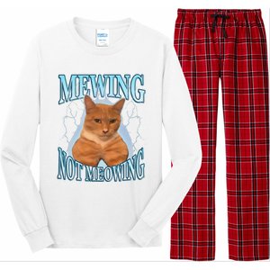 Funny Cat Meme Mewing Looksmax Meowing Cat Trend Long Sleeve Pajama Set