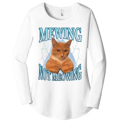 Funny Cat Meme Mewing Looksmax Meowing Cat Trend Women's Perfect Tri Tunic Long Sleeve Shirt