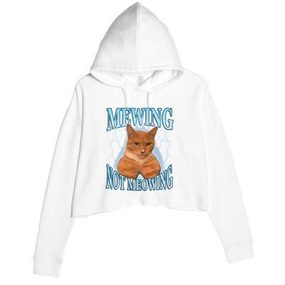 Funny Cat Meme Mewing Looksmax Meowing Cat Trend Crop Fleece Hoodie