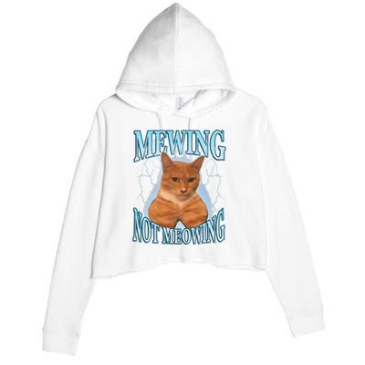 Funny Cat Meme Mewing Looksmax Meowing Cat Trend Crop Fleece Hoodie