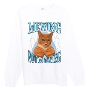 Funny Cat Meme Mewing Looksmax Meowing Cat Trend Premium Crewneck Sweatshirt