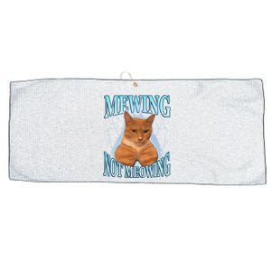 Funny Cat Meme Mewing Looksmax Meowing Cat Trend Large Microfiber Waffle Golf Towel