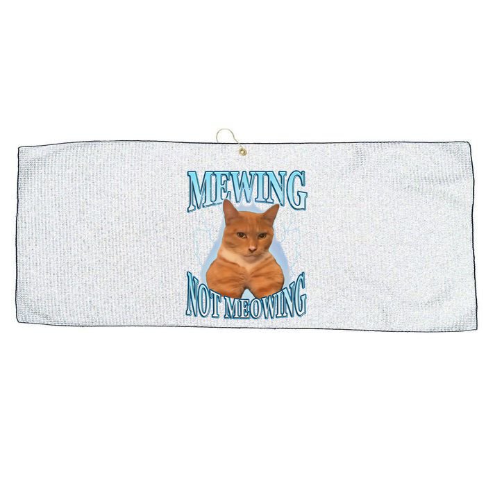 Funny Cat Meme Mewing Looksmax Meowing Cat Trend Large Microfiber Waffle Golf Towel