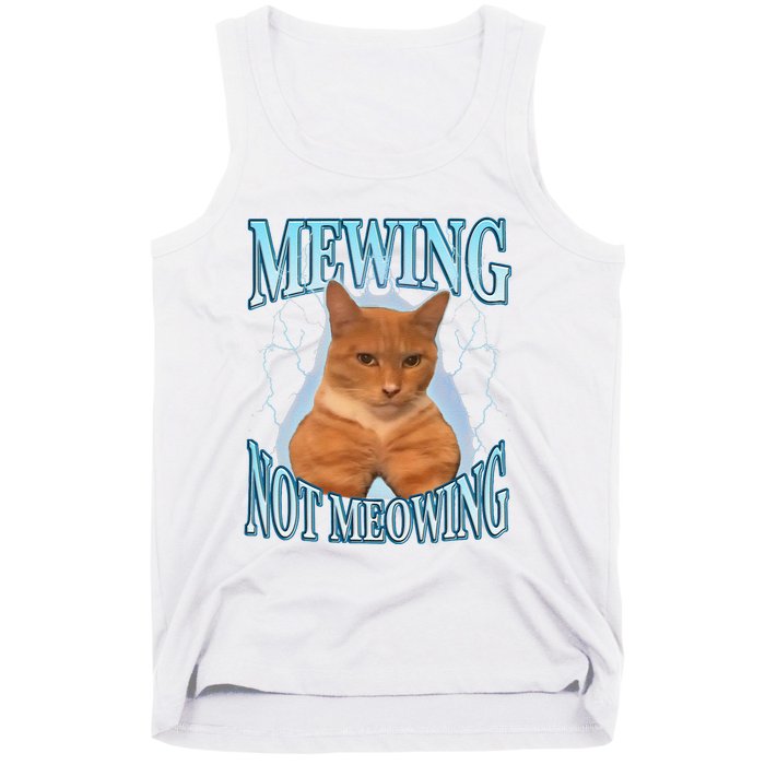 Funny Cat Meme Mewing Looksmax Meowing Cat Trend Tank Top