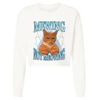 Funny Cat Meme Mewing Looksmax Meowing Cat Trend Cropped Pullover Crew