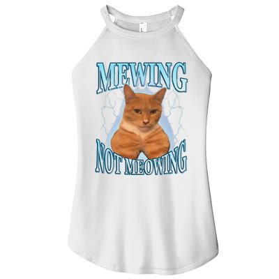 Funny Cat Meme Mewing Looksmax Meowing Cat Trend Women's Perfect Tri Rocker Tank