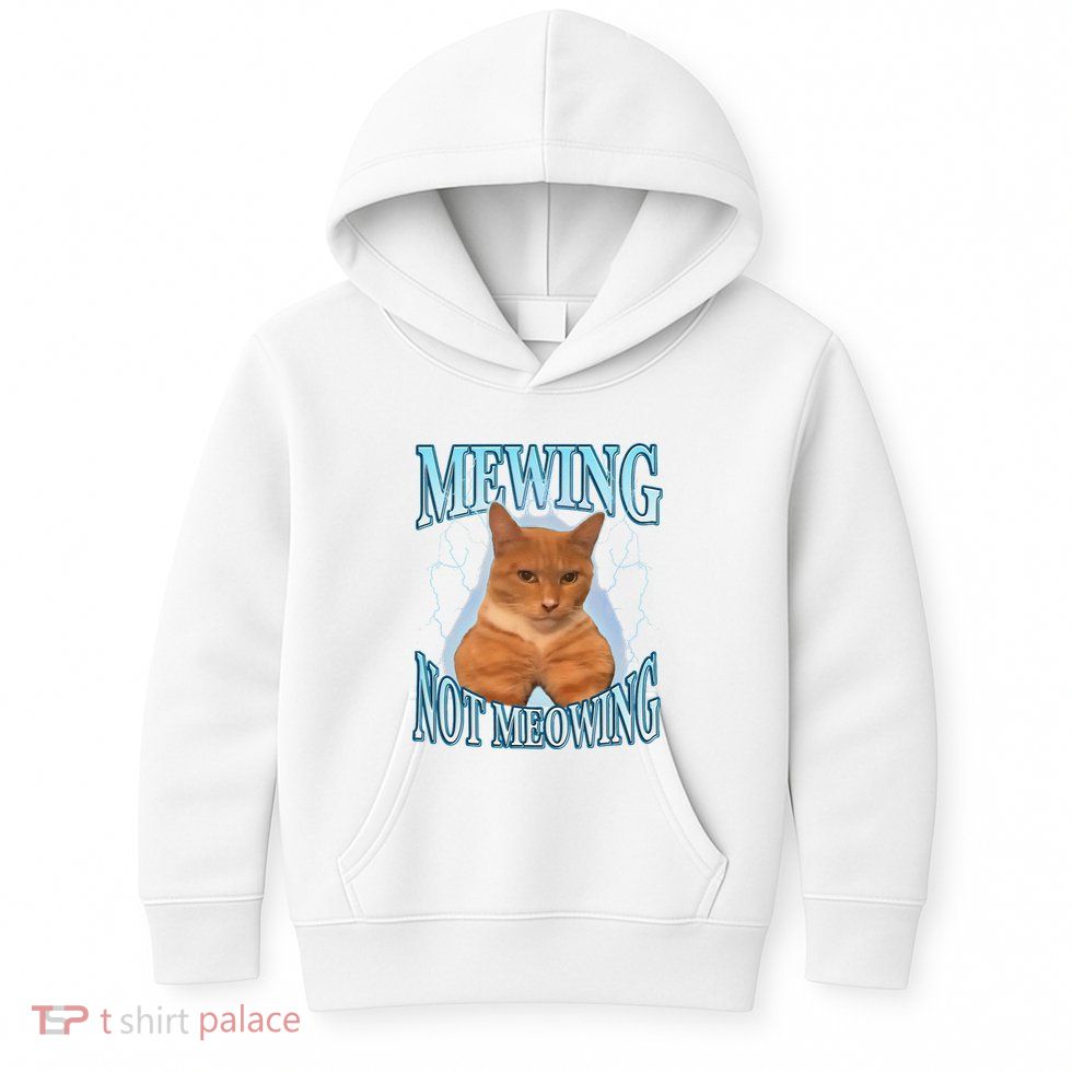 Funny Cat Meme Mewing Looksmax Meowing Cat Trend Kids Hoodie