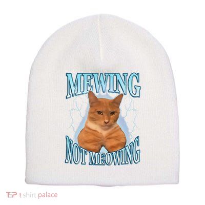 Funny Cat Meme Mewing Looksmax Meowing Cat Trend Short Acrylic Beanie