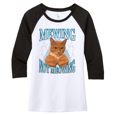 Funny Cat Meme Mewing Looksmax Meowing Cat Trend Women's Tri-Blend 3/4-Sleeve Raglan Shirt