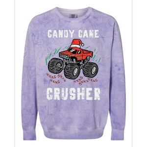 Funny Christmas Monster Truck Candy Cane Crusher Xmas Colorblast Crewneck Sweatshirt