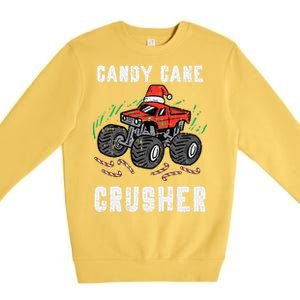 Funny Christmas Monster Truck Candy Cane Crusher Xmas Premium Crewneck Sweatshirt