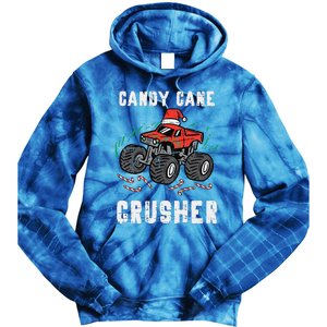 Funny Christmas Monster Truck Candy Cane Crusher Xmas Tie Dye Hoodie