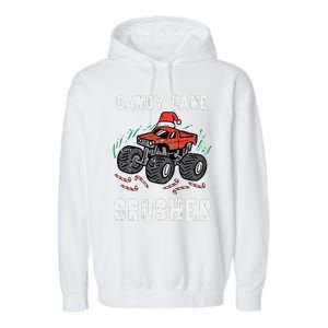 Funny Christmas Monster Truck Candy Cane Crusher Xmas Garment-Dyed Fleece Hoodie