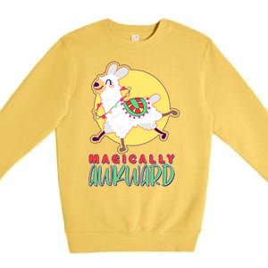 Funny Cute Magically Awkward Llama Alpaca Premium Crewneck Sweatshirt