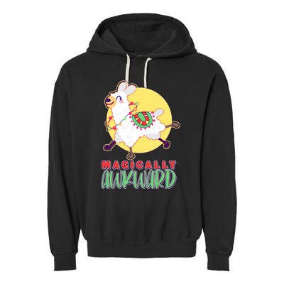 Funny Cute Magically Awkward Llama Alpaca Garment-Dyed Fleece Hoodie