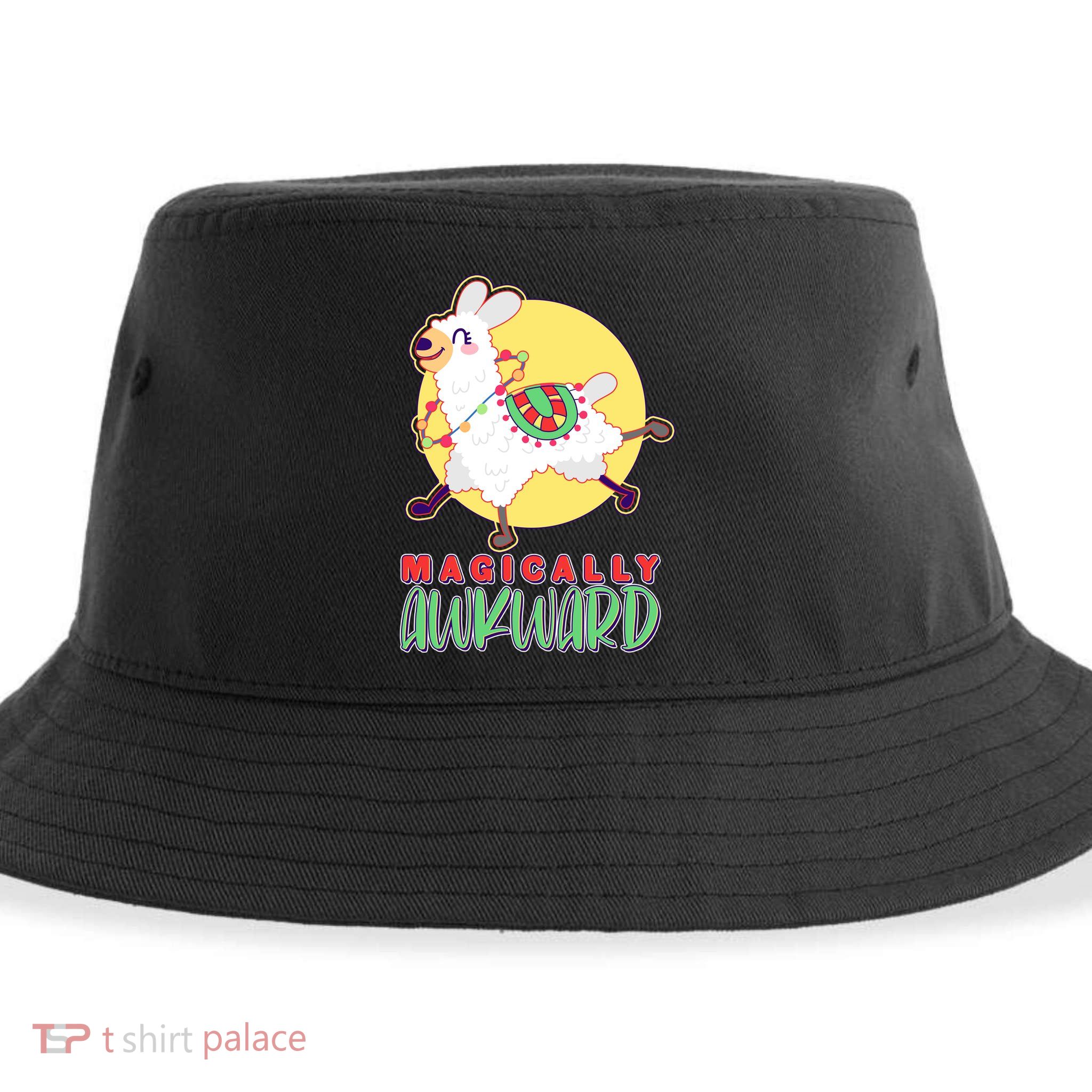 Funny Cute Magically Awkward Llama Alpaca Sustainable Bucket Hat