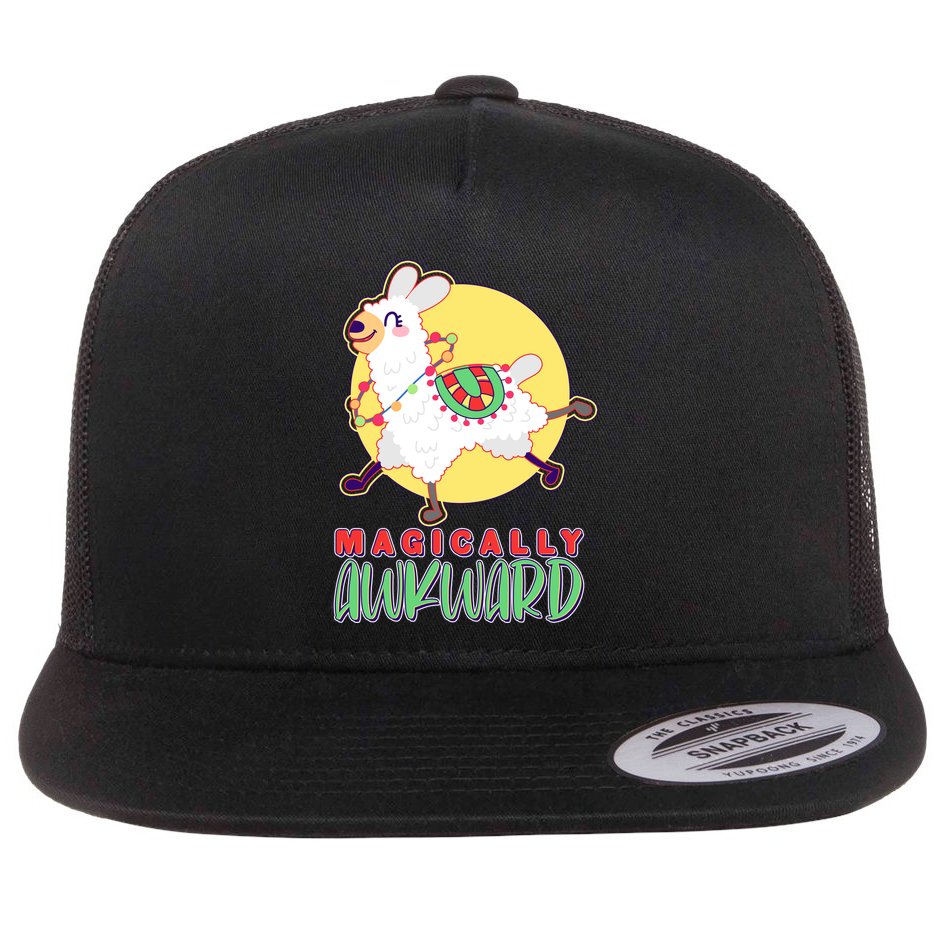 Funny Cute Magically Awkward Llama Alpaca Flat Bill Trucker Hat