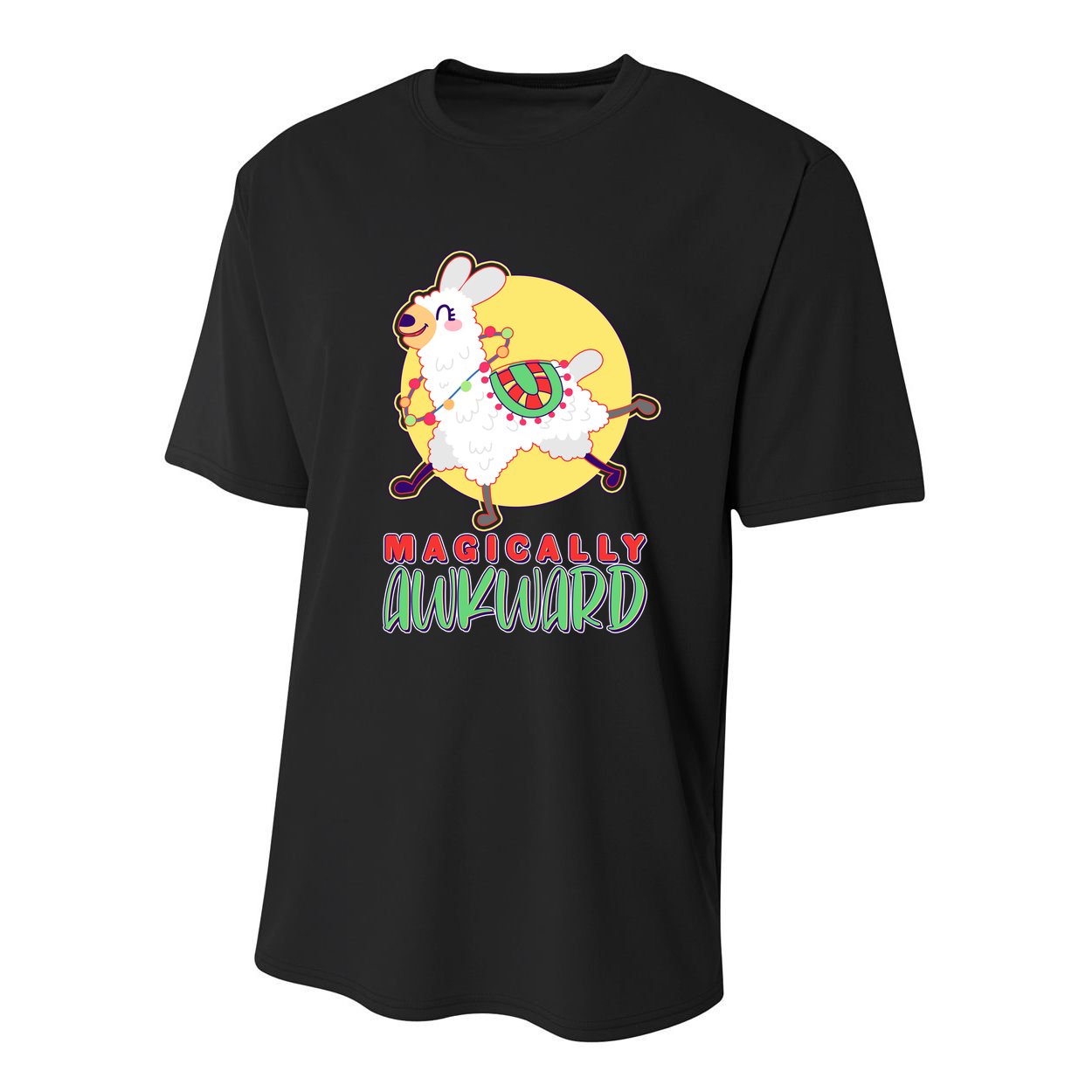 Funny Cute Magically Awkward Llama Alpaca Youth Performance Sprint T-Shirt