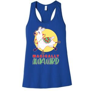 Funny Cute Magically Awkward Llama Alpaca Women's Racerback Tank