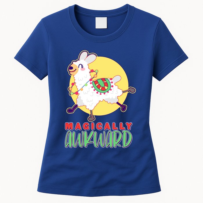 Funny Cute Magically Awkward Llama Alpaca Womens T-Shirt