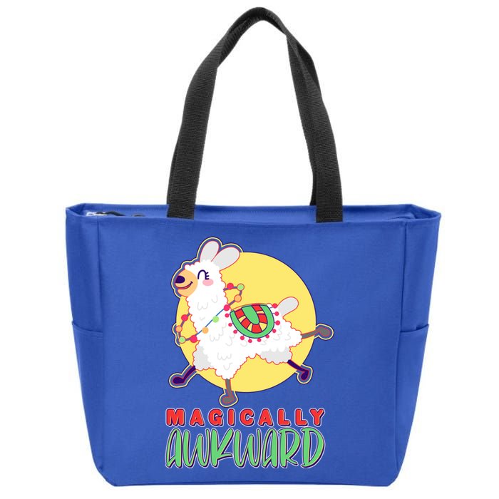 Funny Cute Magically Awkward Llama Alpaca Zip Tote Bag