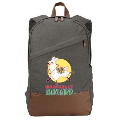 Funny Cute Magically Awkward Llama Alpaca Cotton Canvas Backpack