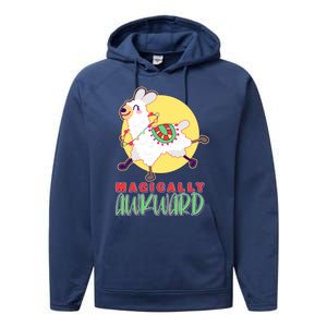 Funny Cute Magically Awkward Llama Alpaca Performance Fleece Hoodie