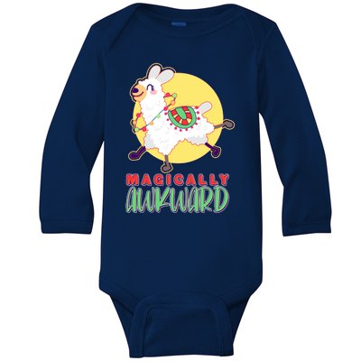 Funny Cute Magically Awkward Llama Alpaca Baby Long Sleeve Bodysuit