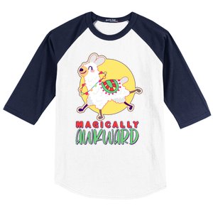 Funny Cute Magically Awkward Llama Alpaca Baseball Sleeve Shirt