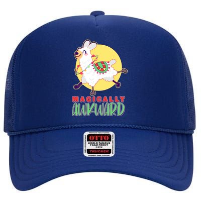 Funny Cute Magically Awkward Llama Alpaca High Crown Mesh Back Trucker Hat