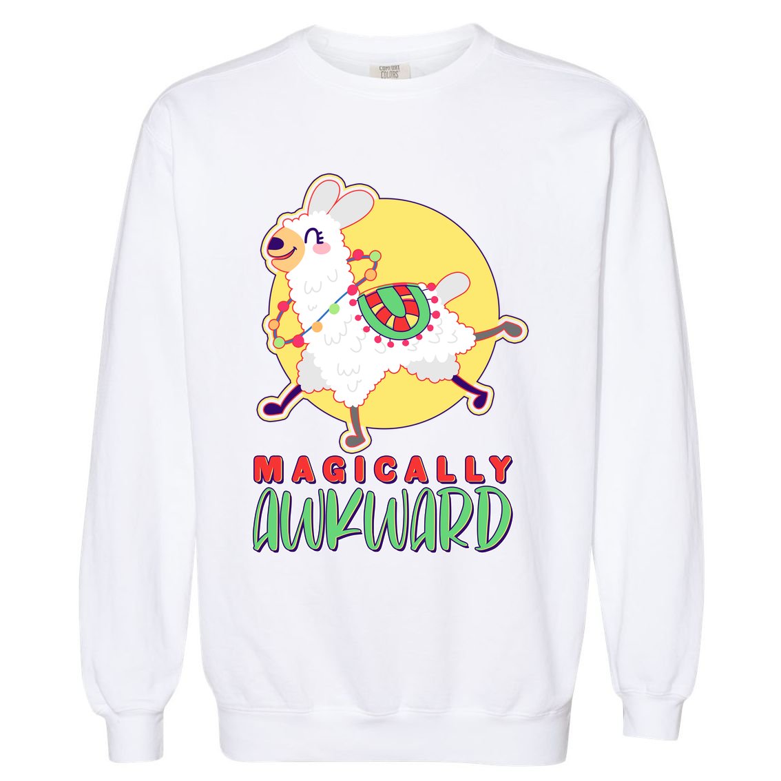 Funny Cute Magically Awkward Llama Alpaca Garment-Dyed Sweatshirt