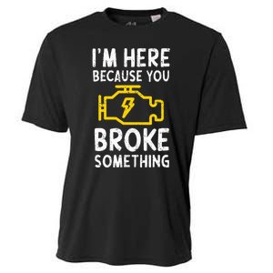 Funny Car Mechanic Check Engine Sign Mechanics Humor Cooling Performance Crew T-Shirt