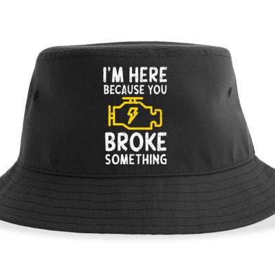 Funny Car Mechanic Check Engine Sign Mechanics Humor Sustainable Bucket Hat