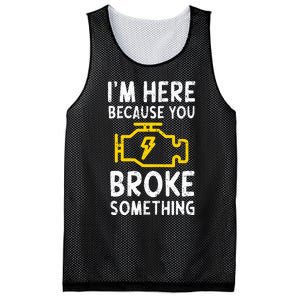 Funny Car Mechanic Check Engine Sign Mechanics Humor Mesh Reversible Basketball Jersey Tank