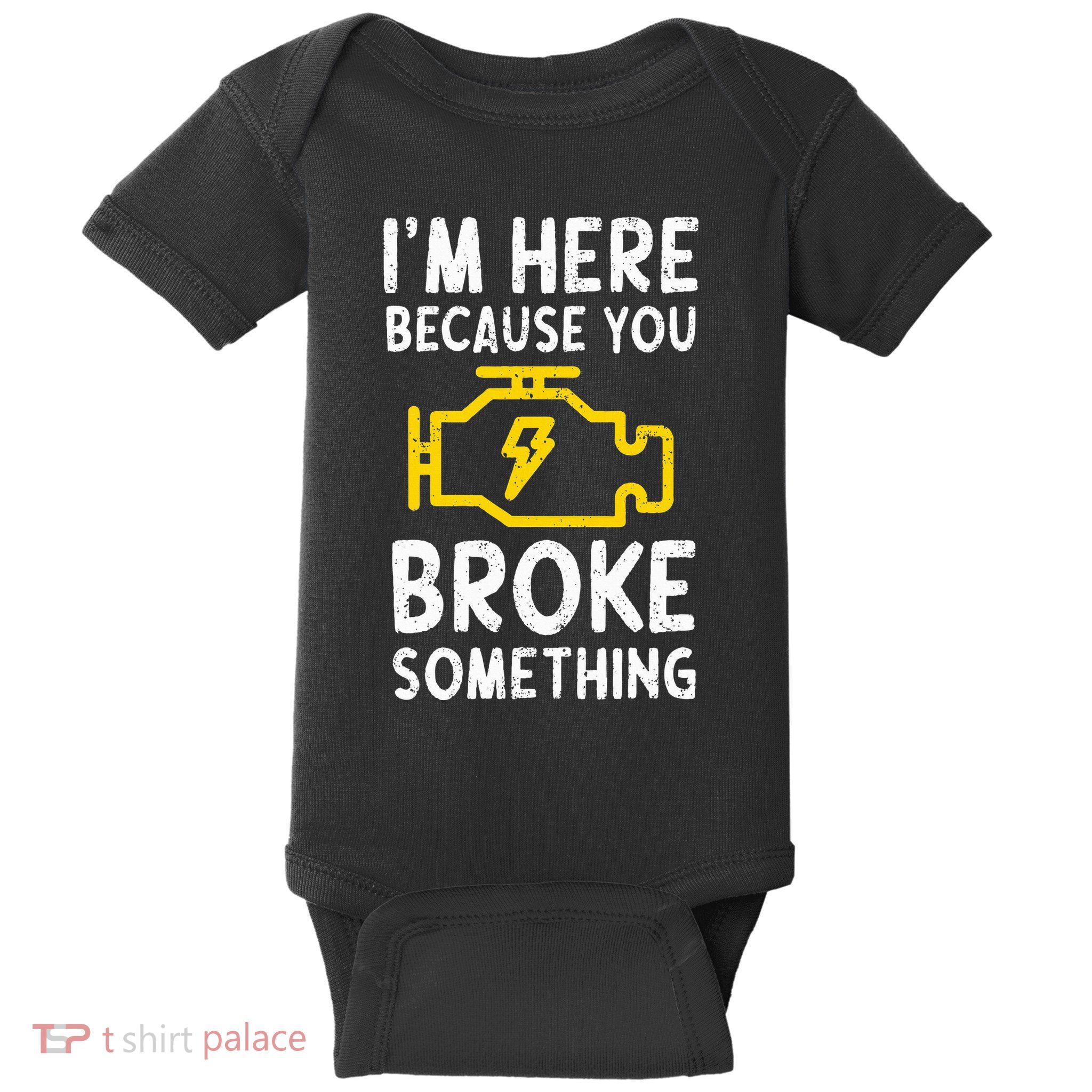 Funny Car Mechanic Check Engine Sign Mechanics Humor Baby Bodysuit